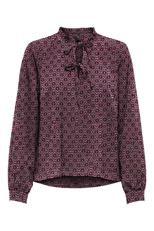 Only - Onlnova Life Vis L/S Monica Top - 4855005 Cabernet 705 Graphic Ivy Toppe 