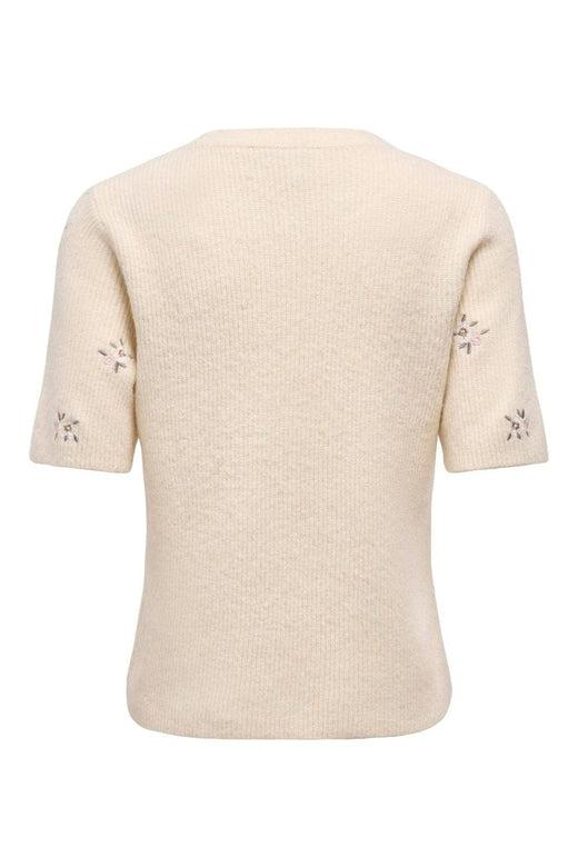 Only - Onlolivia 2/4 O-Neck Embroidery Knt - 5088343 Birch Flower Embroidery