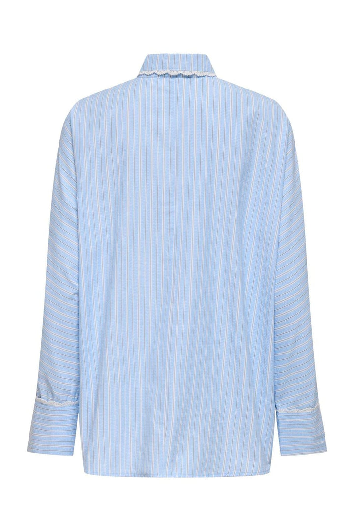 Only - Onlosiris Ls Striped Lace Shirt - 4943112 Kentucky Blue Bright White