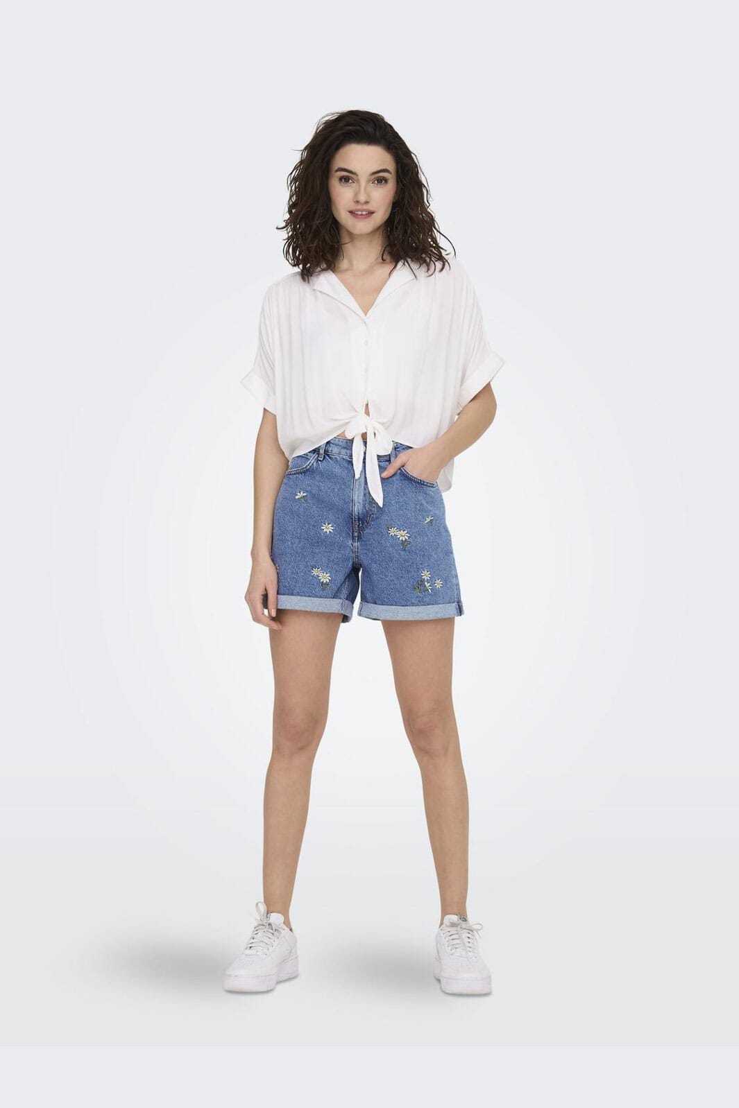Only - Onlpaula Life S/S Tie Shirt - 4276984 White