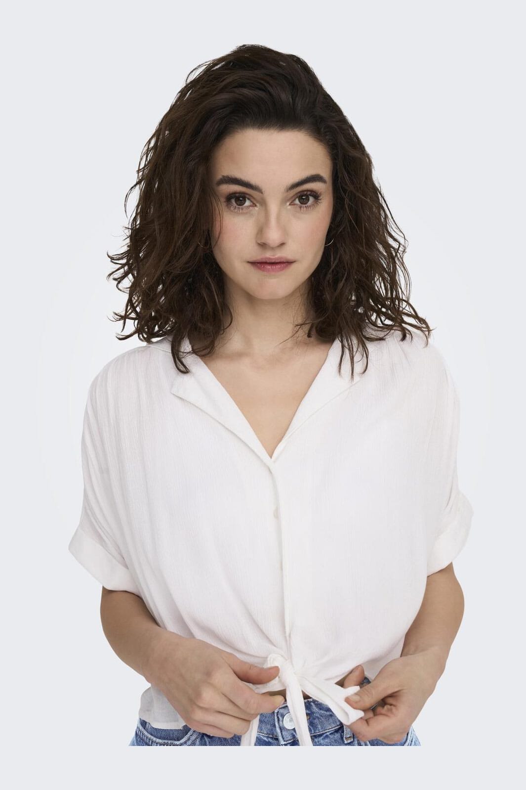 Only - Onlpaula Life S/S Tie Shirt - 4276984 White