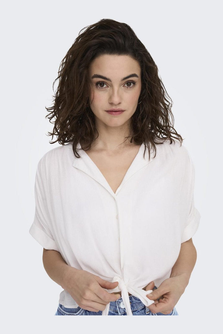 Only - Onlpaula Life S/S Tie Shirt - 4276984 White