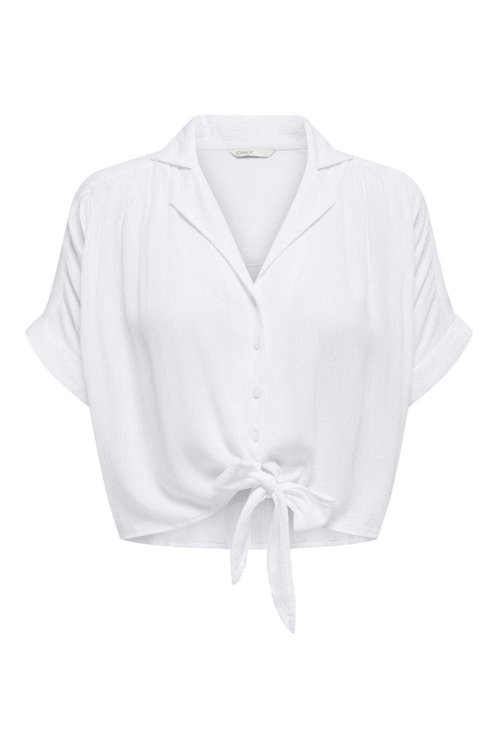 Only - Onlpaula Life S/S Tie Shirt - 4276984 White