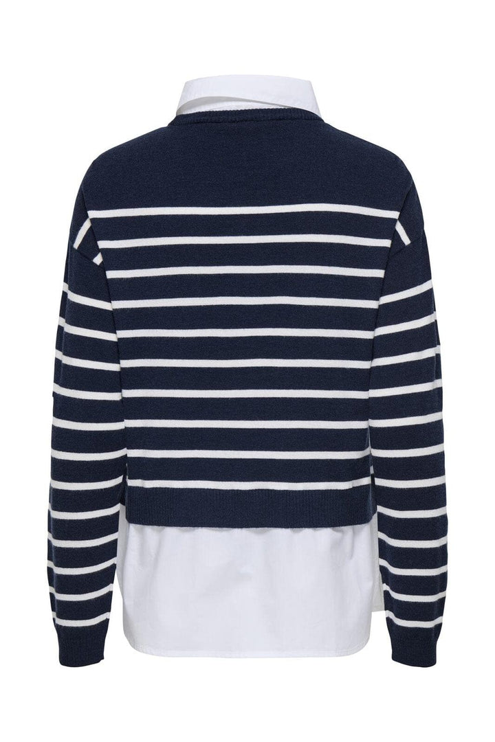 Only - Onlpayson Ls Mix Pullover Knt - 4894438 Night Sky Cloud Dancer/Cloud Dancer Woven