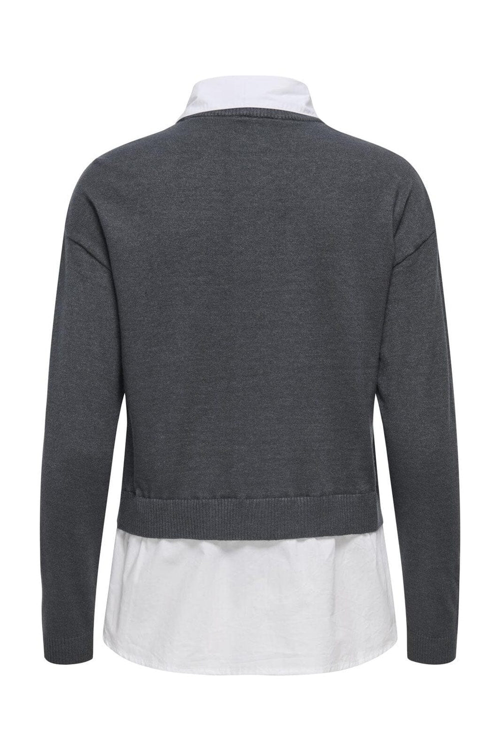 Only - Onlpayson Ls Mix Pullover Knt - 4894557 Dark Grey Melange Cloud Dancer Woven