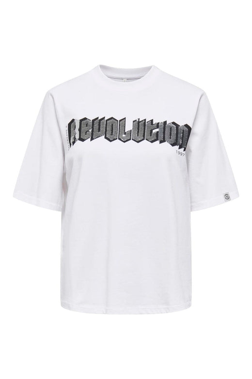 Only - Onlpuri Life S/S Top Box Pri - 4955265 Bright White Revolution + Label Puri Thunder