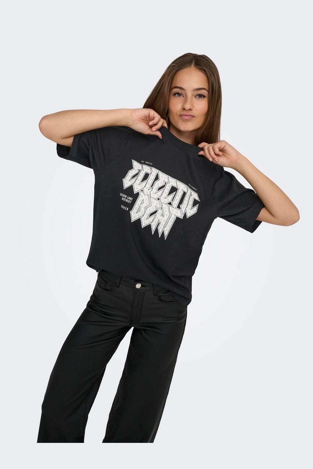 Only - Onlpuri Life S/S Top Box Pri - 4955266 Black Electric + Label Puri Thunder