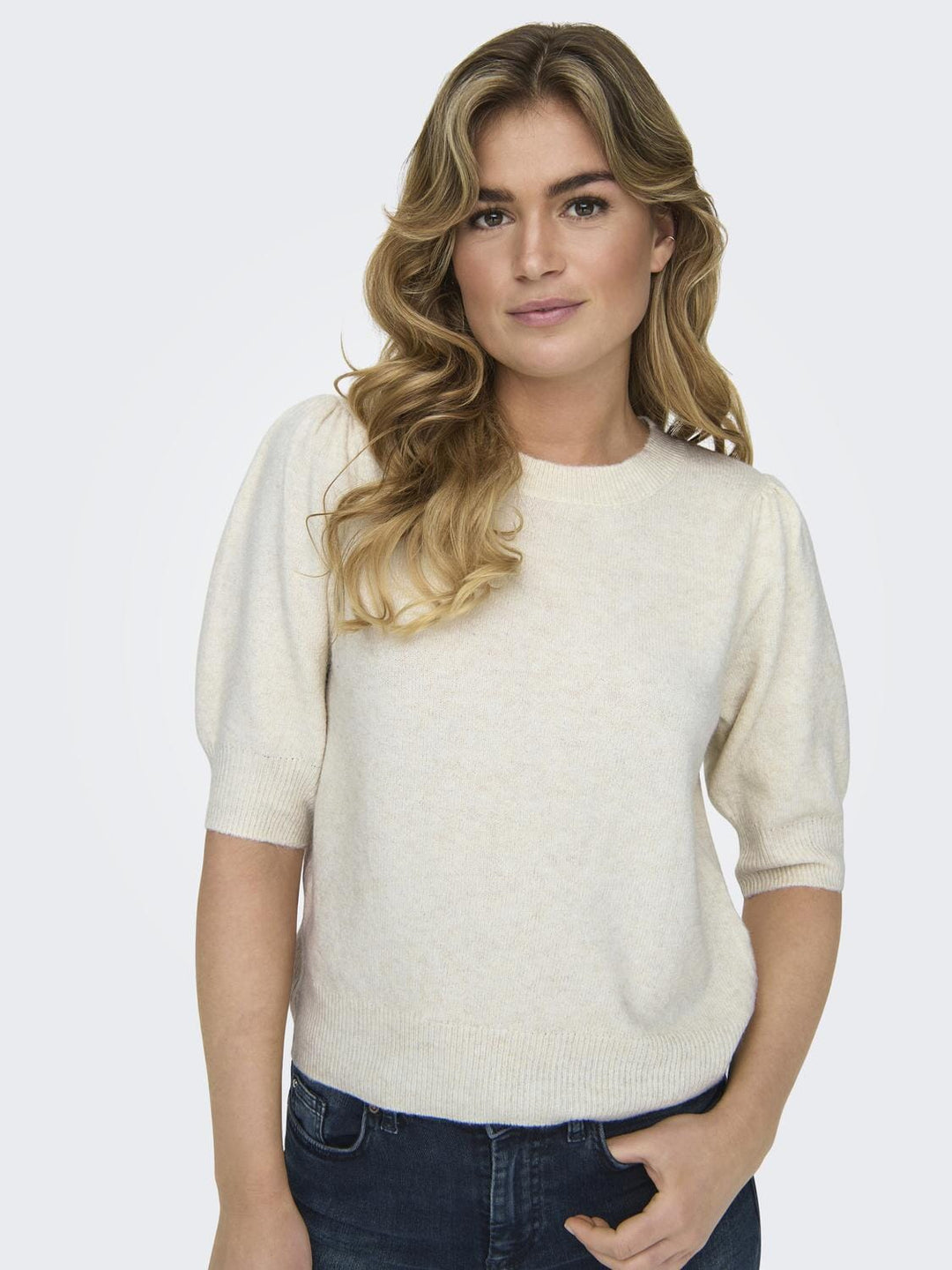 Only - Onlrica Life 2/4 Pullover Knt - 4456945 Birch W. Melange