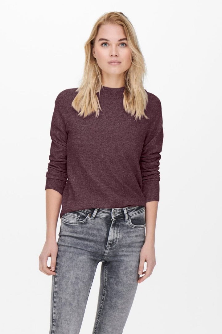 Only - Onlrica Life L/S Pullover Knt - 3951722 Rose Brown W. Melange