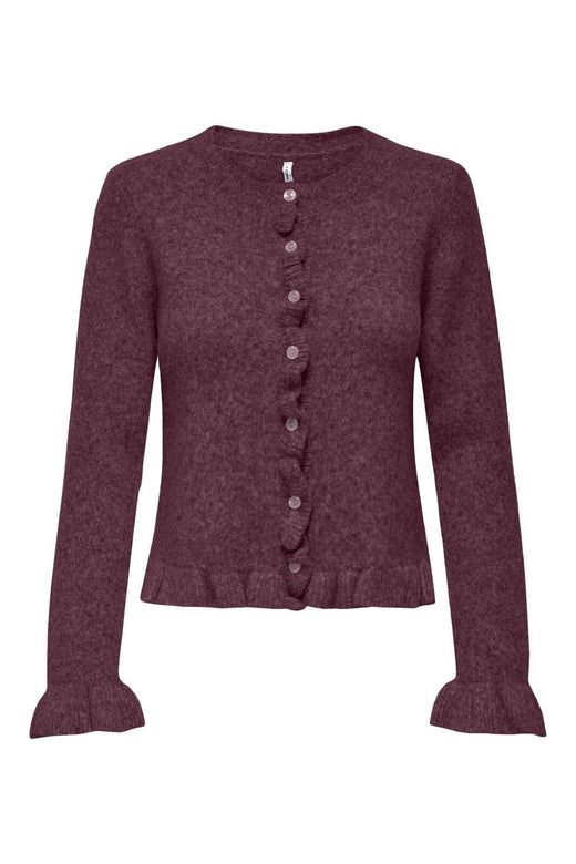 Only - Onlrima Life Ls Frill Butto Cardi Knt - 4953522 Burgundy Dtm Button