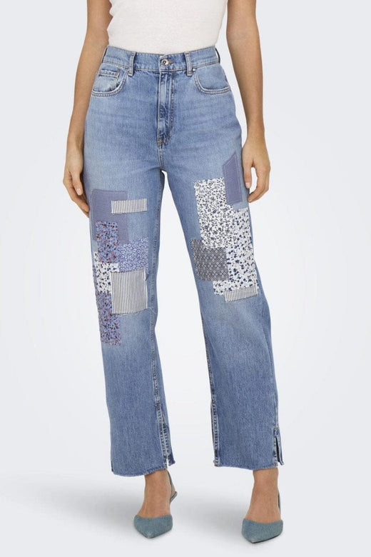 Only - Onlrobyn Str Reg Lank Patch Slit - 4806377 Medium Blue Denim