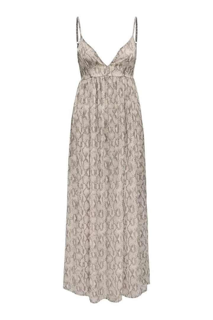 Only - Onlsadia Life Strap Bow Maxi Dress - 4743239 Pastel Parchment Snake W Crystal G- Silent S- Pavem