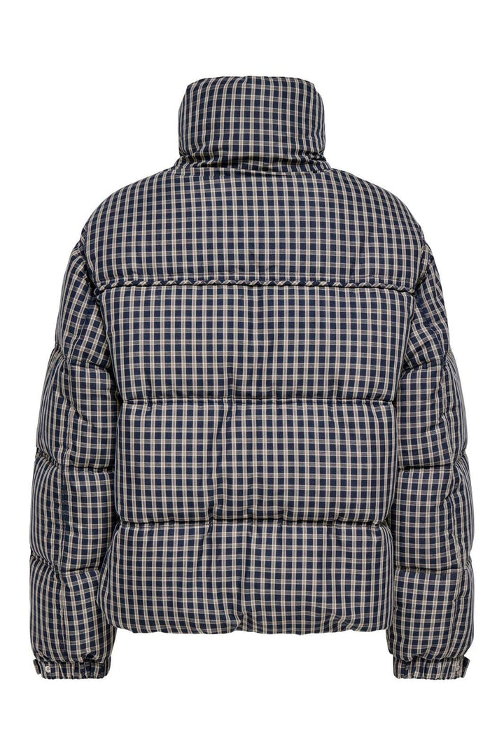 Only - Onlserena Check Puffer Jacket - 5165368 Chipmunk Blue And Off White Check