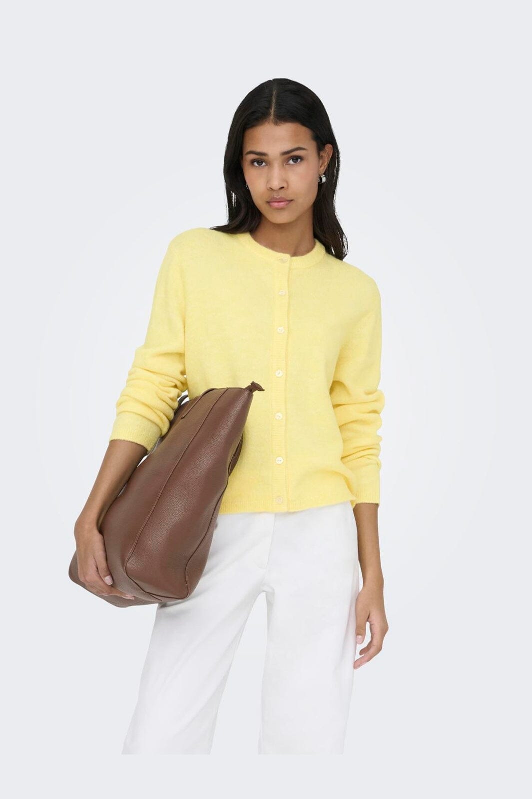 Only - Onlsimoni L/S O-Neck Cardigan Knt - 4987974 Mellow Yellow Melange