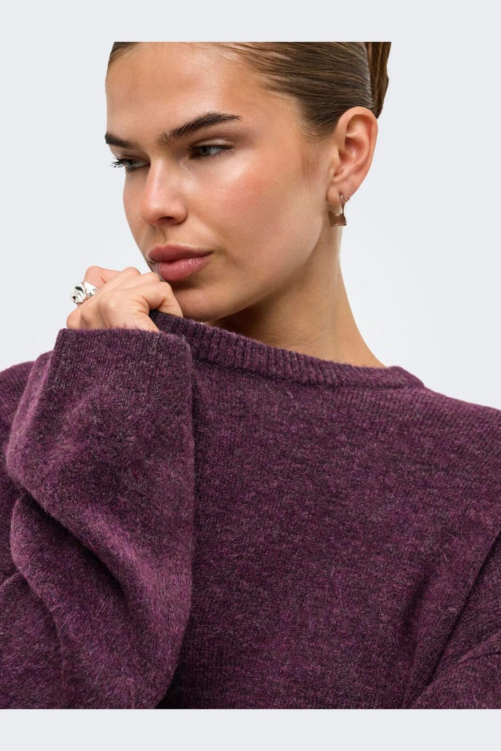 Only - Onlsimoni L/S O-Neck Pullover Knt - 5082233 Mauve Wine Melange