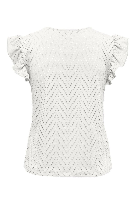 Only - Onlsmilla S/L V-Neck Frill Top - 4793555 Cloud Dancer Boho