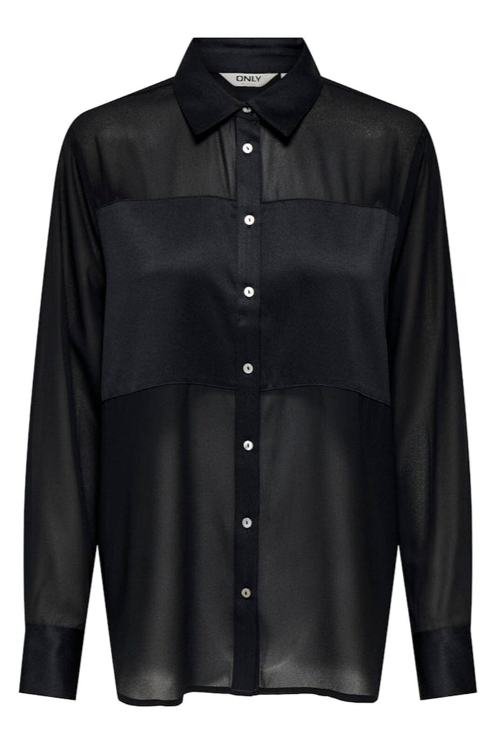 Only - Onlstar Life L/S Breeana Mix Shirt Solid - 4883781 Black Skjorter 