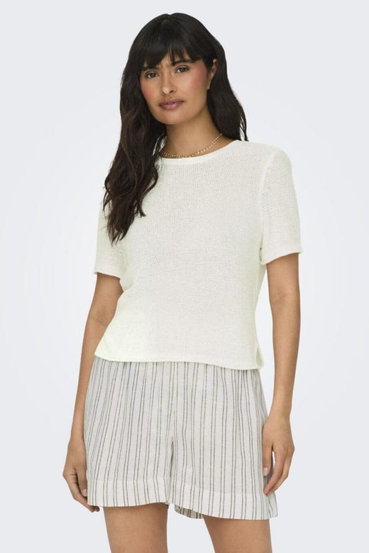 Only - Onlsunny S/S Pullover Knt - 3851941 Cloud Dancer