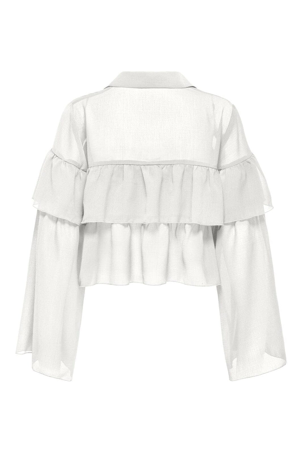 Only - Onlsuzzi L/S Frill Tie Top Ox - 4882991 Cloud Dancer