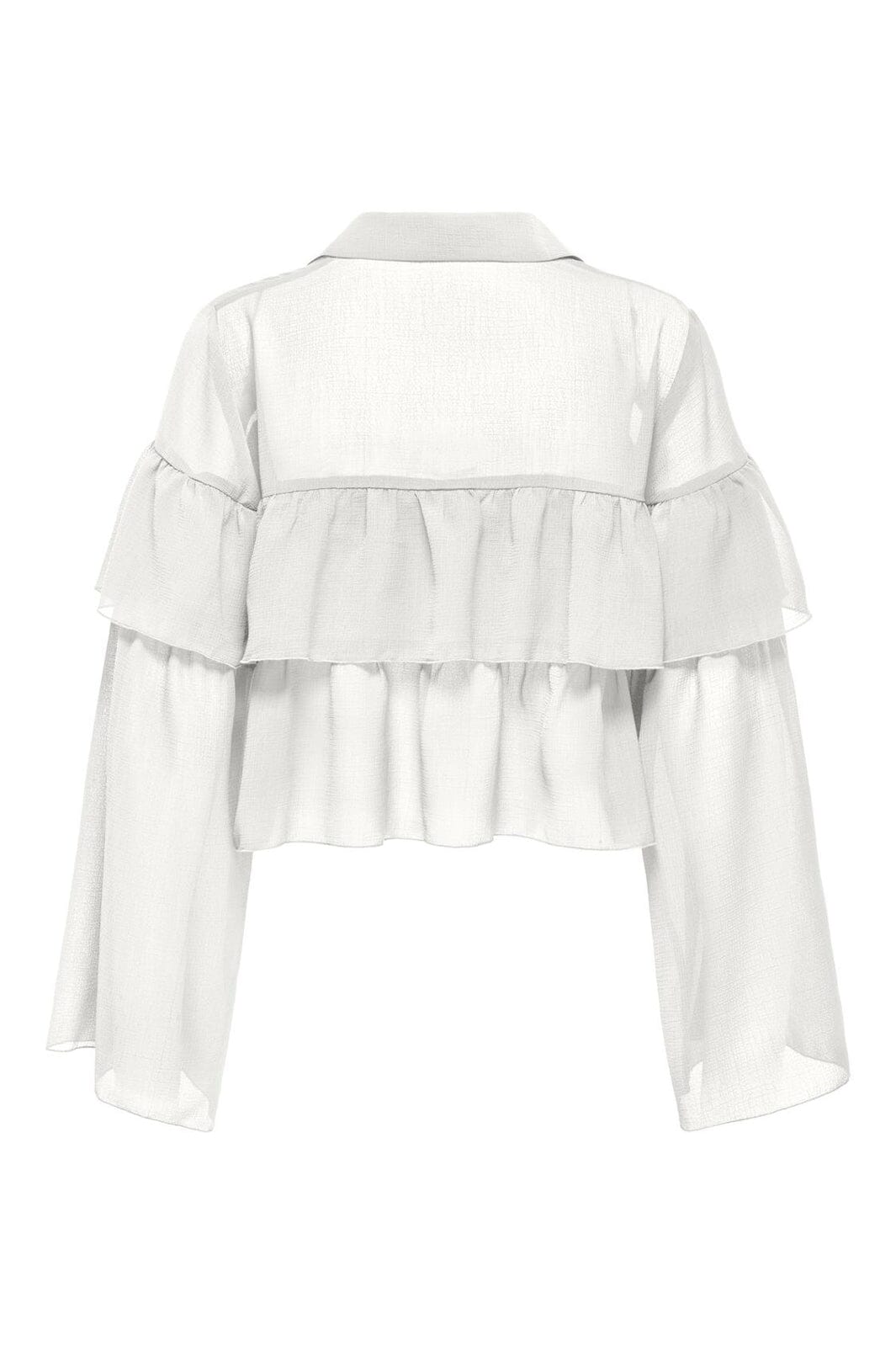 Only - Onlsuzzi L/S Frill Tie Top Ox - 4882991 Cloud Dancer