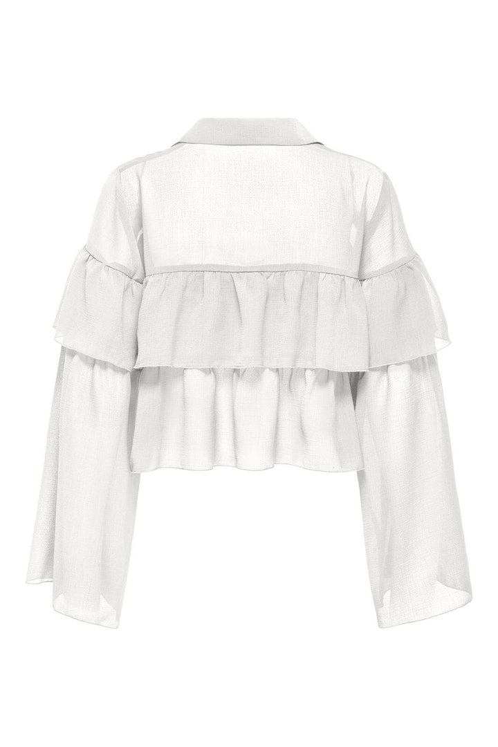 Only - Onlsuzzi L/S Frill Tie Top Ox - 4882991 Cloud Dancer