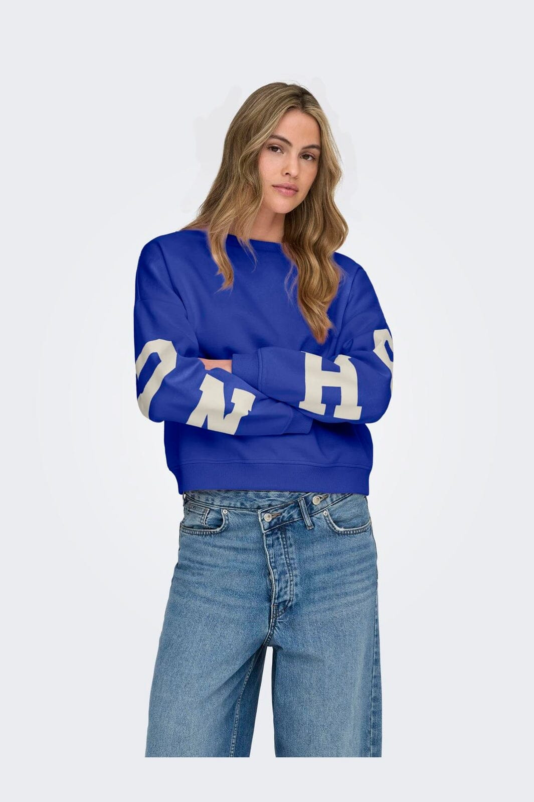 Only - Onlsweat L/S Back/Sleeve Print Swt - 4845924 Surf The Web Birch Houston Print