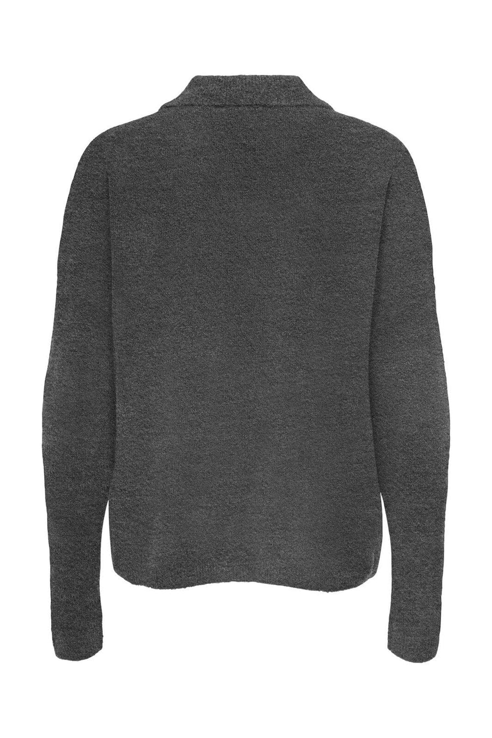 Only - Onltalio Ls Polo Neck Bf Knt - 4932483 Dark Grey Melange Dtm Horn Button
