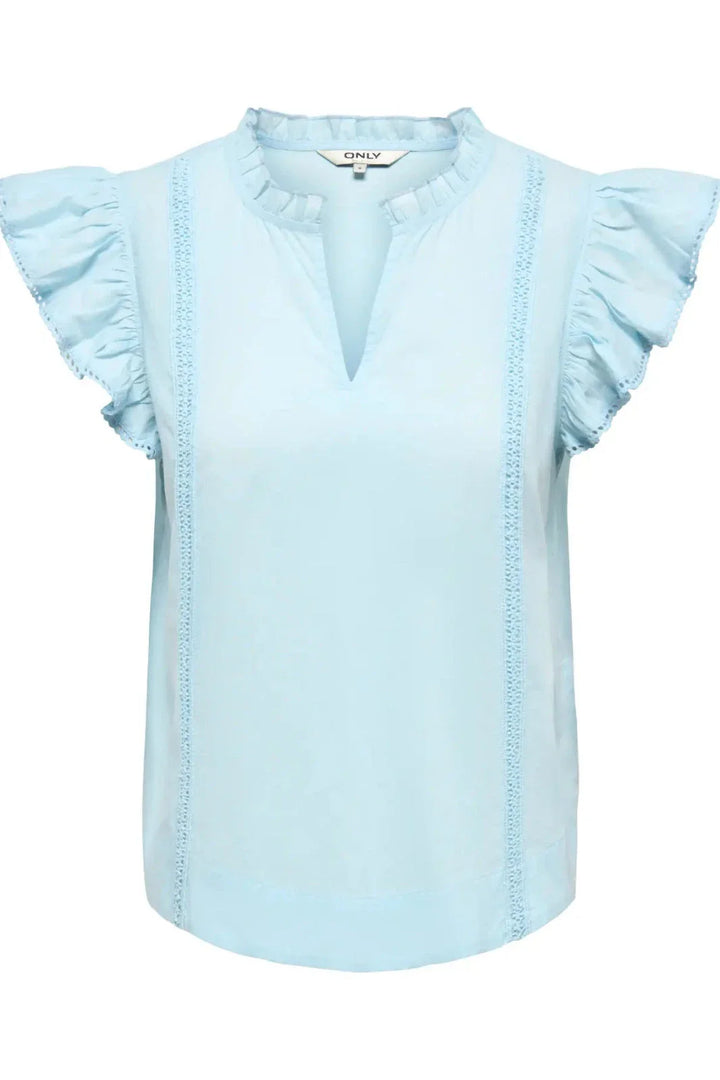 Only - Onltea-Idris S/L Frill Tape Top - 5066373 Dream Blue Toppe 