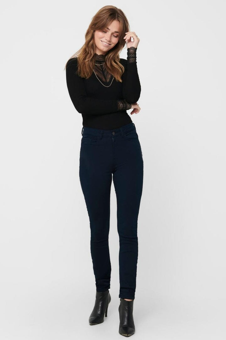 Only - Onltilde L/S High Neck Lace Top - 3544678 Black Black Lace