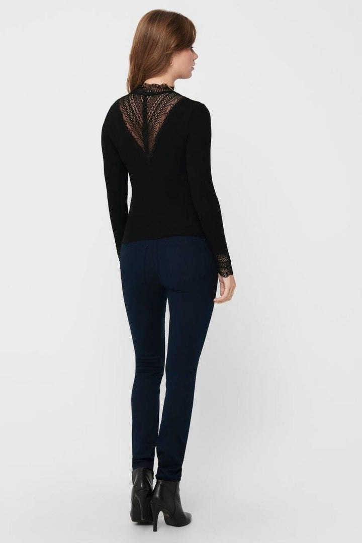 Only - Onltilde L/S High Neck Lace Top - 3544678 Black Black Lace