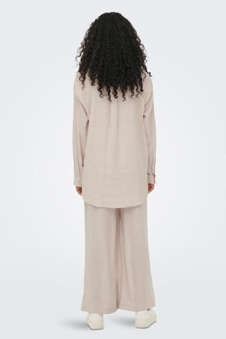Only - Onltokyo L/S Linen Blend Shirt - 3996894 Moonbeam