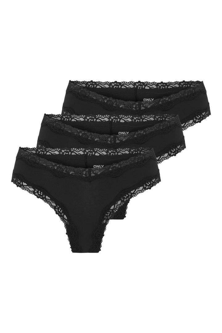 Only - Onltracy V Cut Lace Cheeky Brief 3Pk Acc - 4840576 Black X3