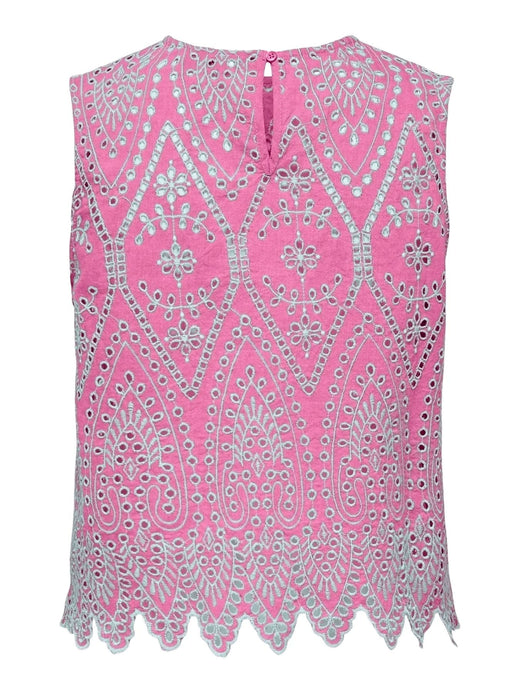 Only - Onltulum Sl Emb Top - 4764210 Fuchsia Pink Bright White Emb. Toppe 