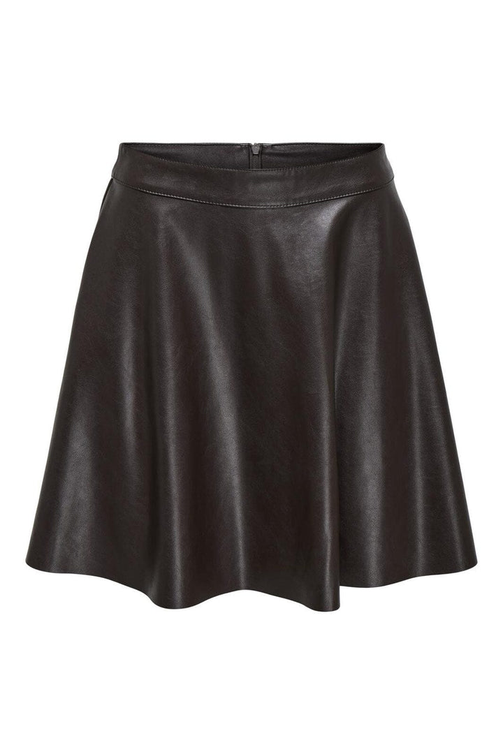 Only - Onluna Faux Leather Flared Skirt - 4869891 Black Coffee