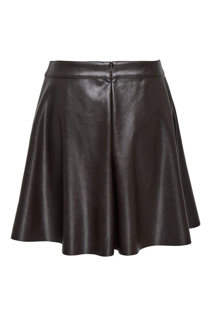 Only - Onluna Faux Leather Flared Skirt - 4869891 Black Coffee