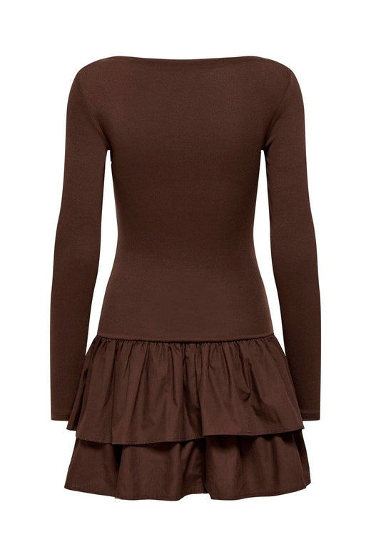 Only - Onlvega L/S Boatneck Mix Dress Box - 4978822 Chicory Coffee Chicory Coffee Woven Bottom