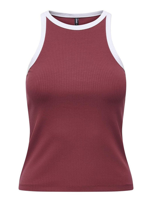 Only - Onlvela Life S/L Top - 4832395 Ruby Wine Bright White Binding