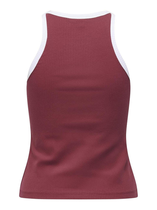 Only - Onlvela Life S/L Top - 4832395 Ruby Wine Bright White Binding