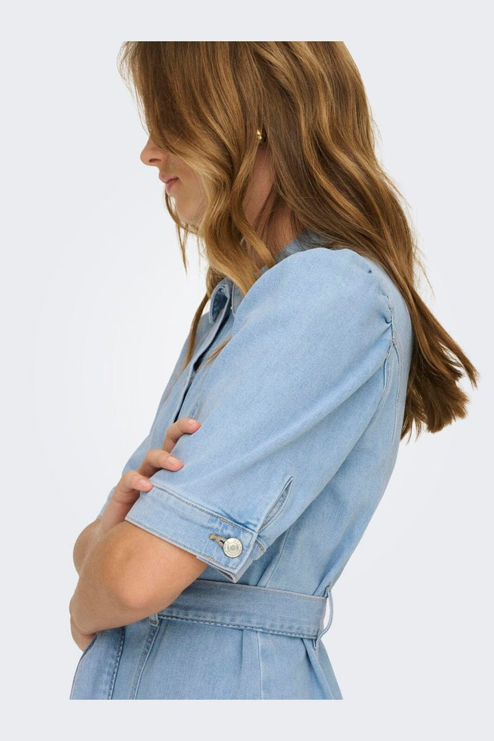 Only - Onlvibbe Ss Belt Dress Akm - 4995540 Light Blue Denim