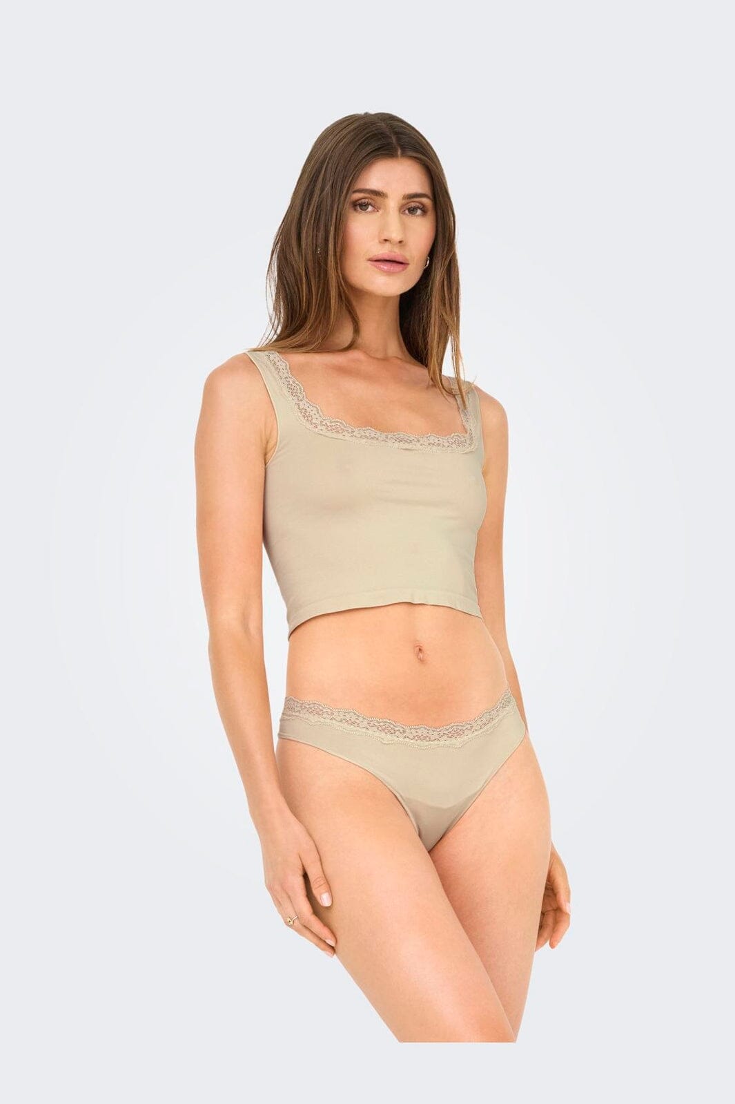 Only - Onlvicky Lace Singlet Square Neck Acc - 4816312 Peach Taffy