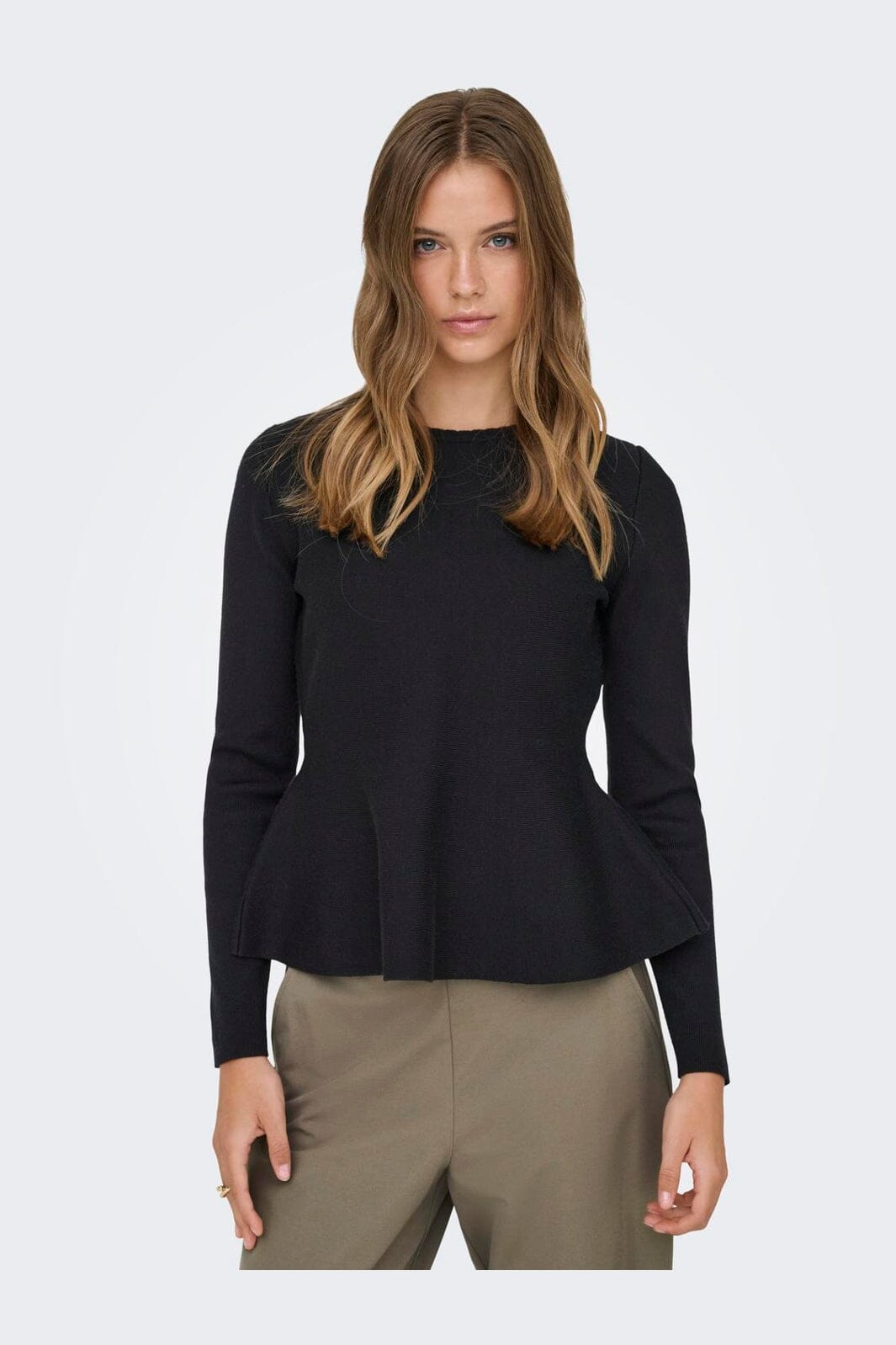 Only - Onlvilda Ls Peplum O-Neck Knt - 5026293 Black