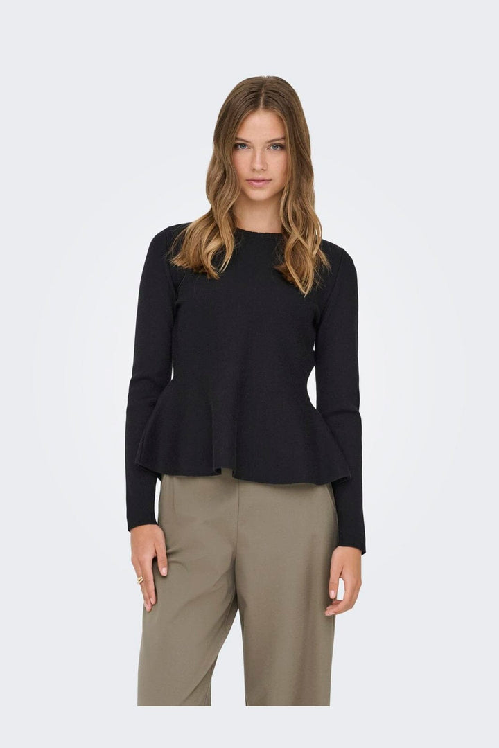 Only - Onlvilda Ls Peplum O-Neck Knt - 5026293 Black