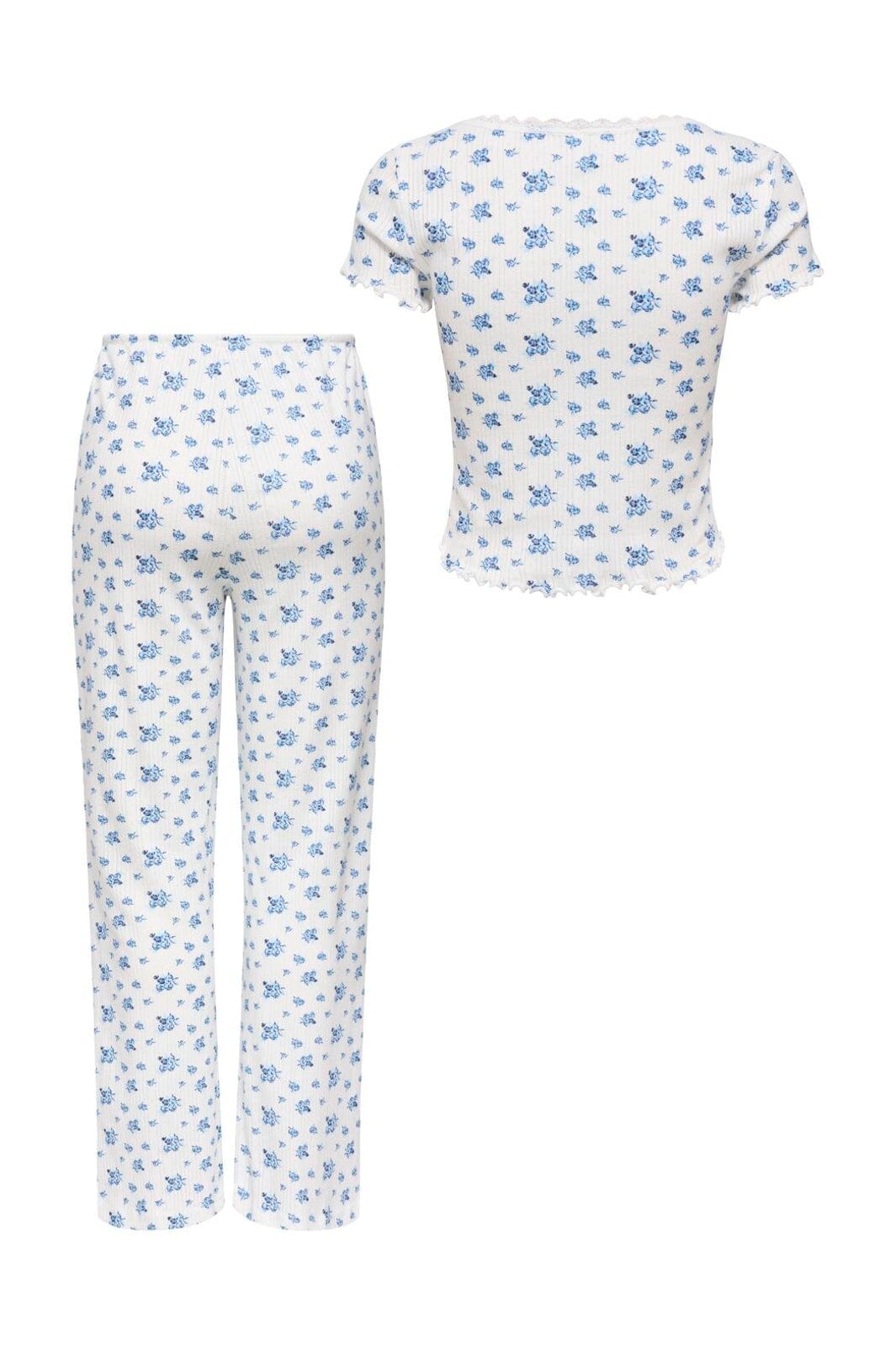 Only - Onlvips Ss Top And Pants - 5075745 Cloud Dancer Blue Flower