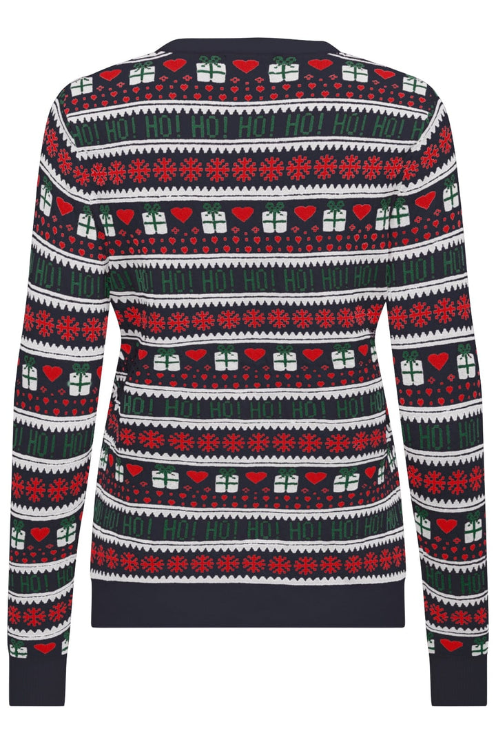 Only - Onlxmas Present Ls O-Neck Knt - 4631357 Night Sky Cloud D/High Risk Red/Green Jacket