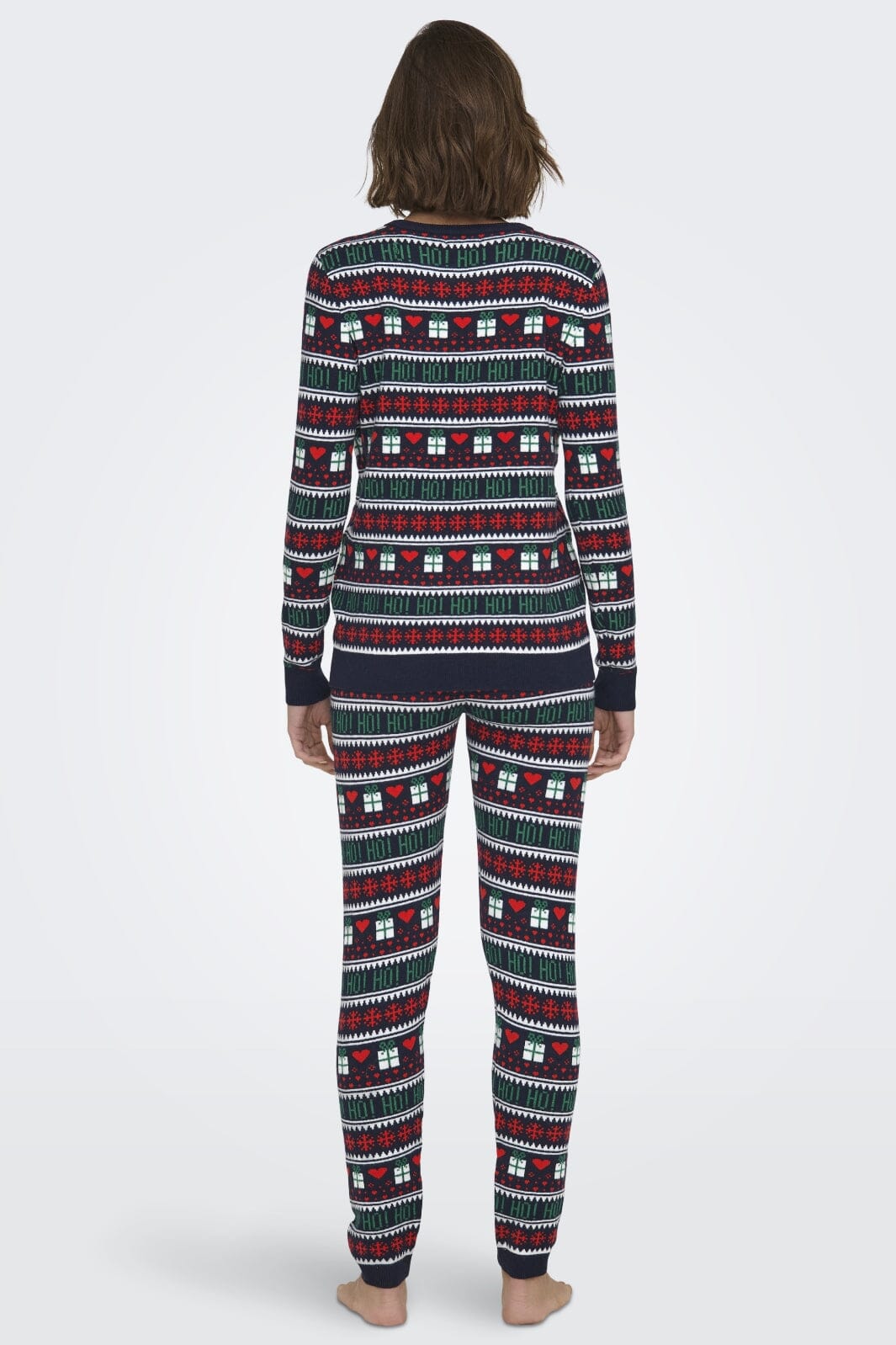 Only - Onlxmas Present Ls O-Neck Knt - 4631357 Night Sky Cloud D/High Risk Red/Green Jacket