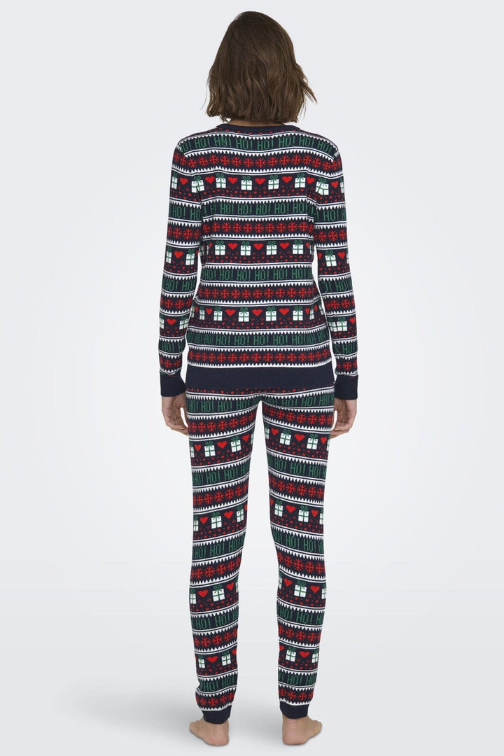 Only - Onlxmas Present Ls O-Neck Knt - 4631357 Night Sky Cloud D/High Risk Red/Green Jacket