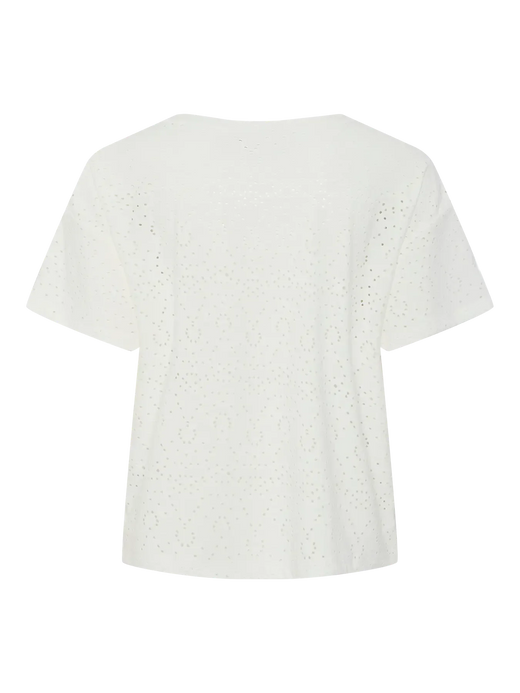 Pieces - Pcabby Ss Brod Ang Tee - 4640402 Cloud Dancer T-shirts 