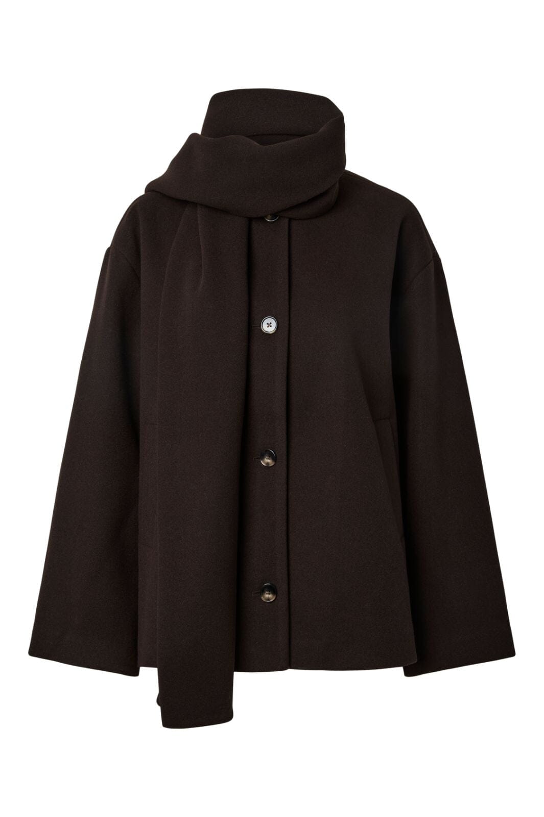 Pieces - Pcagnes Short Jacket W. Scarf - 5162958 Ganache Jakker 