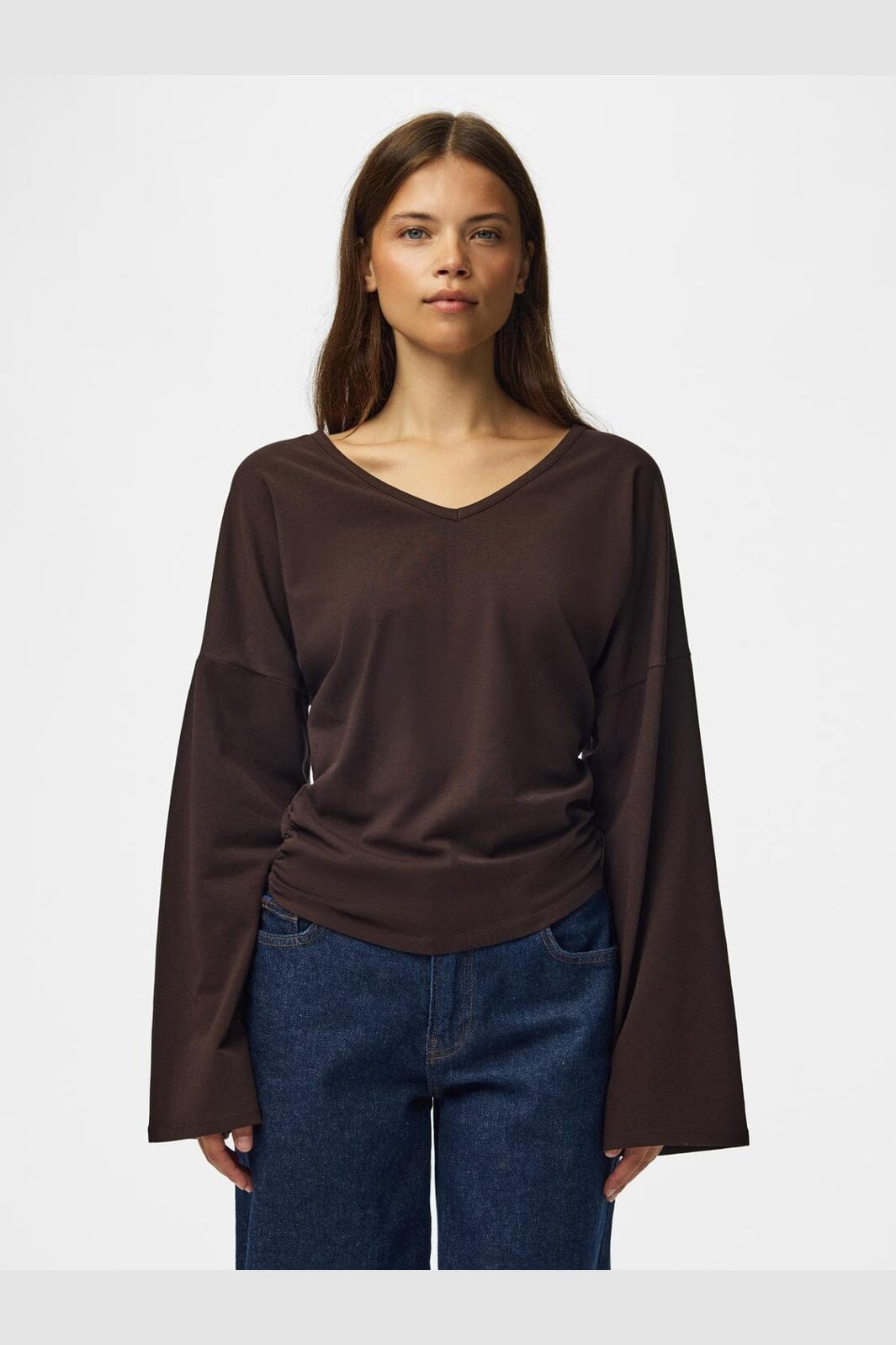 Pieces - Pcalli Ls V-Neck Top - 5235927 Chocolate Plum
