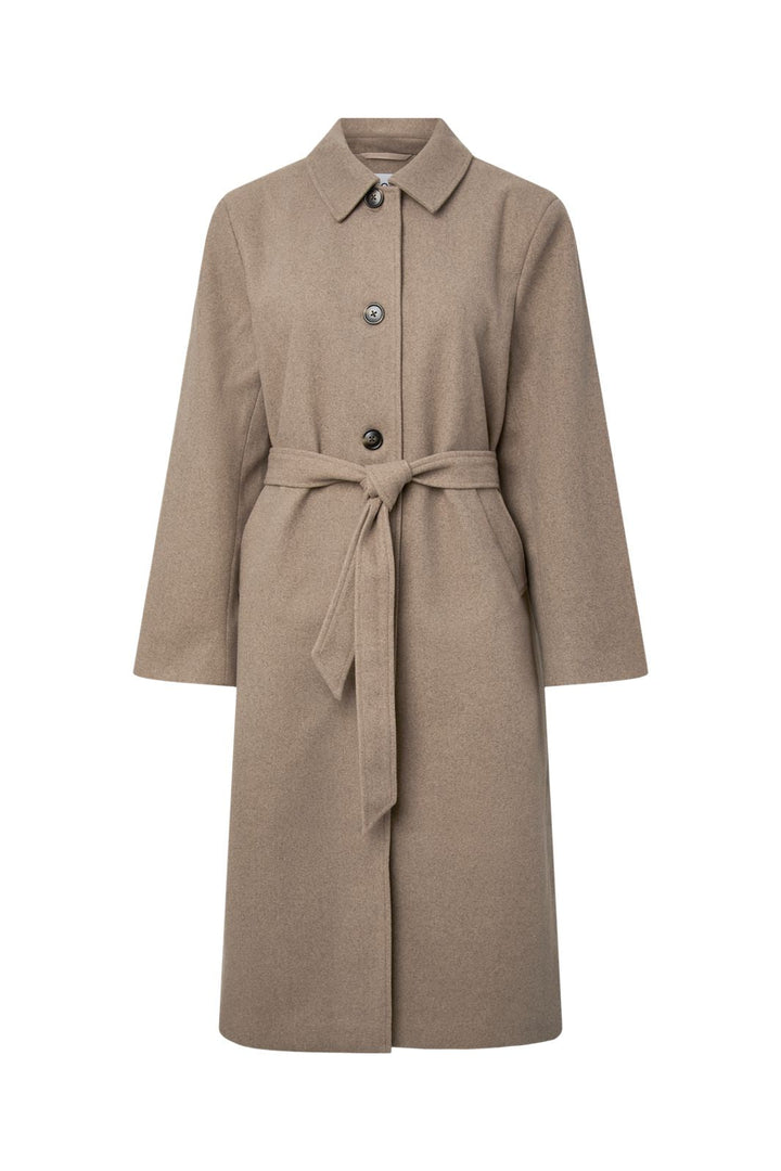 Pieces - Pcaya Long Coat - 5050603 Greige Melange